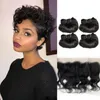 Syntetyczne peruki Bundel Rambut Manusia Dengan Gelombang tubuh Frontal Ombre Bundel Tenun Keriting Brasil Penutup 13x4 HD Renda Transparan 230905