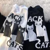 Homens camisetas Europeu e americano gatinho impressão casal camisa de manga curta para homens mulheres chique solto design casual vintage top