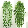 Decorative Flowers Artificial Plant Evergreen Leaf Vine Green Ivy Wall Home Decor Simulation Rattan Flower Garland Decoration