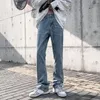 Męskie dżinsy dla mężczyzn Fall Mens American High Street Casual Denim Pants Pure Kolor Regularne spodnie Man Streetwear Sfers