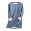 여자 플러스 사이즈 Tshirt 여자 두꺼운 양털 스웨트 셔츠 겨울 벨벳 따뜻한 속옷 상단 패션 간단한 의류 2023 tshirts 230905