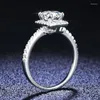 Anéis de cluster prata 925 corte quadrado 1 d cor diamante teste passado moissanite anel platinado original gemstone jóias de casamento