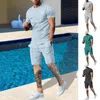 Polos masculinos 2023 verão comércio exterior casual terno europeu e americano de manga curta shorts de duas peças esportes na moda homens