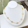 Marchio di design Van Quadrifoglio Bracciale con ciondolo Collana classica con 10 diamanti Gioielli a catena lunga da donna di alta qualità