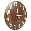 Wall Clocks 12 Inch Night Light Function Wooden Clock Vintage Rustic Country Tuscan Style For Kitchen Office Home Silent & Non-Ticki