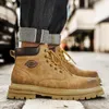 Botas de luxo clássico antiderrapante masculino tornozelo marca confortável motocicleta chegada homens lace-up andando sapatos altos