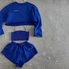 Kvinnors spårningsdräkter koreanska modeströjor sätter kvinnor 3 stycken shorts set långärmad toppar camisole streetwear 2023 hösten y2k damer