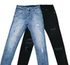 Jeans para hombres Moda Estiramiento Agujeros rayados Flacos Slim Fit Hip Hop Hombres Pantalones de mezclilla Pantalones Lápiz Pantalones Streetwear Azul Negro