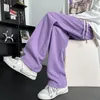 Calças masculinas outono perna larga homens moda oversized xadrez streetwear hip-hop solto reto mens baggy calças M-3XL