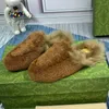 Slippers Women Winter 2023 Import Wool Upper Design Round Toe Wrapping Fairy Shoes Comfortable Warmth Female