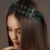 Заколки для волос Stonefans, роскошная зеленая повязка на голову с кристаллами, аксессуары в виде листьев, свадебная тиара в стиле бохо, свадебные украшения со стразами для женщин