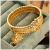 Bangle Wide Copper Bangles Gold Plated Wave Design Cuff Bracelet Size Arabic Turkish Bridal Gift Ethnic For Women Drop Delivery Jewelr Dh4Lq