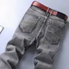 Männer Jeans 2023 Klassische Stil Grau Business Mode Weiche Stretch Denim Hosen Männliche Marke Fit Hosen Schwarz Blau