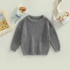 Пуловер Осень-Зима для маленьких мальчиков и девочек с длинными рукавами, однотонный вязаный свитер для маленьких мальчиков и девочек, пуловеры, свитера, джемпер, одежда 230906