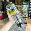 Waterflessen 1L 2L glazen fles met riem Sport Outdoor Reizen Draagbare lekvrije drinkware Waterfles met grote capaciteit