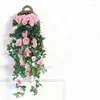 Декоративные цветы, простая имитация розы, настенный подвес из ротанга, домашний декор, искусственный цветок, зеленое растение, балкон, открытый сад, пластиковая подвеска