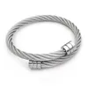 Bracelet manchette ouvert pour hommes et femmes, or, noir, argent, câble torsadé en acier inoxydable, bracelet manchette réglable, joli bijou, cadeau, anti-allergie, ne se décolore pas