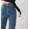 Jeans da donna 2023 Pantaloni da donna a gamba larga Mom Femme Pantaloni da donna a vita alta neri blu Pantalones Spodnie Damskie