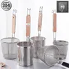 Siebe Siebe 304 Edelstahl Sieb Filter Nudellöffel Kochen Suppe Pulver Zaun Gemüsekorb Mesh 230906