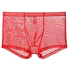 Onderbroeken Transparante Boxers Voor Mannen Zien Door Ultradunne Ademende Ondergoed Mannelijke Sexy Lage Taille Slipje Lingerie Intimates