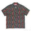 Men's Casual Shirts 2023 Spotted Pattern WACKO MARIA Shirt Men Women Hawaiian Top Tee Short Sleeve