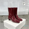 fashion patent leather square Chunky heel Back zipper ankle boots Combat designer booties Dress office shoes for ladies girl 4.5cm