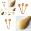 Cuillères écologiques 20 pièces Lot 5 pouces cuillère en bois écologique japon vaisselle soupe cuillère café miel thé tête ronde Spwooden Spoonoo Dhxcn