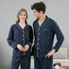 Женская одежда для сна Бадаурен Европейская и американская ночная рубашка хлопковая домашняя одежда мужская пара костюма с длинными рукавами тонкая вершина/дно каждый день
