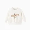 Hoodies Sweatshirts Little Maven Baby Girls White Sweatshirt Cotton Soft and Comfort Fashion Tops med stickat plan för barn 230905