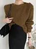 Women's Two Piece Pants Wind Versatile Fashion Sweater Knitted Top Plush Thickened Pencil High Waist Small Feet Leather Clothes