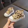 Boots Autum Girls Shoes Leopard Children Cansa Canva Boots Shoes Baby Toddler Shoes Little Kids Princess Girl Fashion Soft Sneakers 230905
