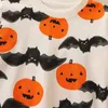 Autumn Children's Capuz Pumpkin Bat Print Neck Jumper Halloween Hoodie