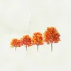 Fleurs décoratives 4 pièces jardin en plastique érable modèle mise en page accessoires paysage bricolage fait à la main paysage matériel Mini arbre Orange (19 cm 15 cm