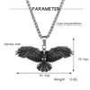 Herren-Halskette mit fliegender Eule, Punk-Rock, Edelstahl, Tier-Adler-Tag-Anhänger, Flügel-Halskette
