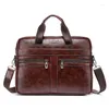 Briefcases Men's Portable Bag Document Briefcase PU Leather Handbag Vintage Messenger Handbags Laptop Computer Official Leisure Business