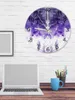 Wall Clocks Purple Feather Watercolor Luminous Pointer Clock Home Ornaments Round Silent Living Room Bedroom Office Decor