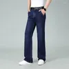 Herren-Jeans, mittlere Taille, elastisch, ausgestelltes Boot-Cut-Bein, männlich, Designer, klassischer Denim