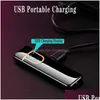 Lighters Electric Touch Sensor Cool Lighter Fingerprint Usb Rechargeable Portable Windproof Smoking Accessories Drop Delivery Home G Dhzud