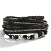 Charm Armbänder Allyes böhmische Perle Perlen Lederarmband für Männer geflochtene mehrschichtige Wrap Armreifen Retro Kristallschmuck