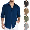 Men's T Shirts Casual Formal Mens Cotton Slimming Temperament Pocket Buckle Lapel Long Sleeve Shirt Tight Top