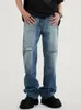 Jeans pour hommes Yihanke Trendy Ripped Style américain High Street Retro Loose Straight Long Pantalon