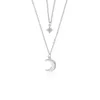 Catene Collana a forma di luna a doppio strato in argento sterling 925 per catena da donna con colletto in zirconi ottagonali piccoli