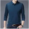 Polo da uomo 2023 Primavera e Autunno Manica lunga Moda T-shirt Risvolto Casual Pullover allentato Abbigliamento da strada solido Top formale britannico