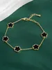 Link Bracelets 1Pcs Five Flower Charm Bracelet Gold Plated Double Colorful Clover Elegant Modern Fashion Jewelry For Women Girls Gift