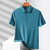 Polos masculinos clássicos cor sólida gelo seda verão negócios camisas casuais outwear manga curta top tees tamanho grande M-5XL roupas