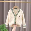 Pullover Kids Girls Sweaters Baby Boy Bear Patern Knitted Cardigan Autumn Winter Cotton Patchwork Top Children s Spring Coat Clothes 230906