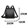 School Bags Women's Black Small Backpack Delicate Square Flap Ladies Students Knapsacks Pu Leather Female Aesthetic Original Rucksack