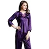 Women's Sleepwear T77155 Fashion Two Piece Suite Home Wear Spring And Summer Clothes Set Ladies Silk Pajamas