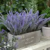 Decorative Flowers Artificial Flocked Plastic Lavender Bundle Fake Plants Wedding Bridle Bouquet Indoor Outdoor Home Kitchen Office Table