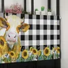 Gordijn Amerikaanse Pastorale Boerderij Koe Zonnebloem Plaid Korte Gordijnen Keuken Garderobe Wijnkast Deur Raam Klein Home Decor